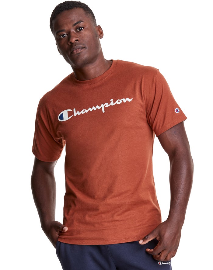 Camiseta Champion Hombre - Classic Jersey Script Logo ( Marrones ) 6738214-HG